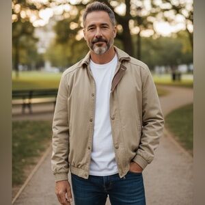 Saxon - Designer Men's Tan Jacket - Casual Chic - Size XL